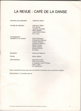 Cafe de la danse Catherine May Atlani